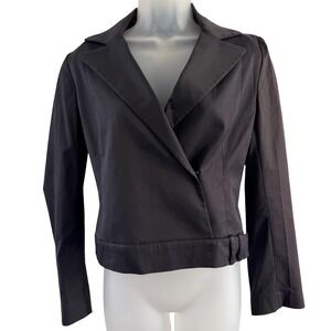 Patrizia Pepe Blazer Jacket Womens IT 42 Black Cropped Asymmetrical Made Italy